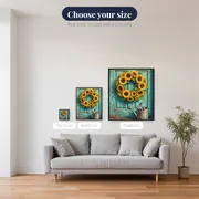 Sunflower Wreath on Turquoise Door – available sizes