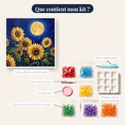 Tournesols sous la pleine lune et lucioles – contenu du kit