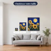 Tournesols sous la pleine lune et lucioles – tailles disponibles