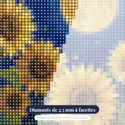 Tournesols sous la pleine lune et lucioles – gros plan des diamants