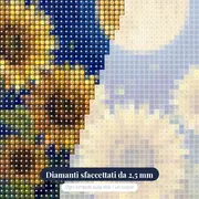 Girasoli sotto la luna piena e lucciole – primo piano dei diamanti