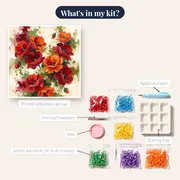 Loose Watercolor Red Poppies on Cream – kit contents