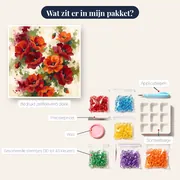Losse waterverf klaprozen op crème achtergrond – inhoud van het pakket