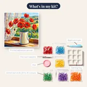 Red Poppies in an Enamel Jug – kit contents