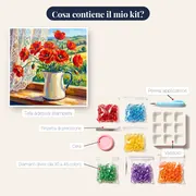 Bouquet di papaveri rossi in brocca smaltata – contenuto del kit