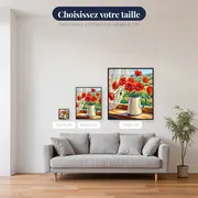 Bouquet de coquelicots rouges dans une cruche en émail – tailles disponibles