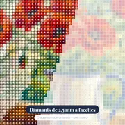 Bouquet de coquelicots rouges dans une cruche en émail – gros plan des diamants