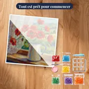 Bouquet de coquelicots rouges dans une cruche en émail – kit prêt à commencer