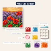 Red Poppies In Purple Lavender At Golden Hour – kit contents