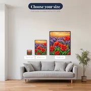 Red Poppies In Purple Lavender At Golden Hour – available sizes