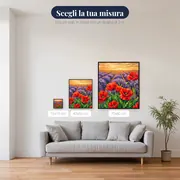 Papaveri Rossi Tra Filari Di Lavanda Viola – misure disponibili
