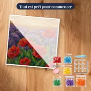 Coquelicots rouges et lavande violette à l'heure dorée – kit prêt à commencer