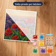 Papaveri Rossi Tra Filari Di Lavanda Viola – kit pronto per iniziare
