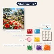 Winding Country Path Through Red Poppies and White Daisies – kit contents