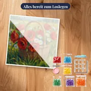 Weidenkorb mit roten Mohnblumen und weißen Gänseblümchen – Set bereit zum Loslegen