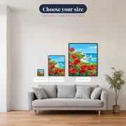 Red Poppies on a Turquoise Coastal Cliff – available sizes