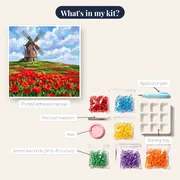 Stone Windmill Over Red Poppy Field – kit contents