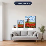 Stone Windmill Over Red Poppy Field – available sizes