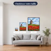 Moulin en pierre et champ de coquelicots – tailles disponibles