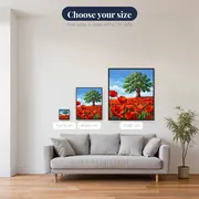 Lone Oak Tree In Red Poppy Field – available sizes