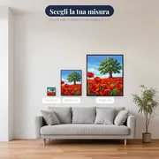 Quercia Solitaria in un Campo di Papaveri Rossi – misure disponibili