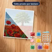 Quercia Solitaria in un Campo di Papaveri Rossi – kit pronto per iniziare