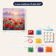 Campo di papaveri nella nebbia mattutina – contenuto del kit