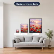Champ de coquelicots dans la brume matinale – tailles disponibles