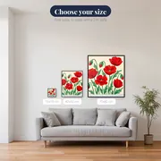 Vivid Red Poppies in Japanese Style – available sizes