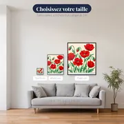 Bouquet de coquelicots rouges sur fond crème – tailles disponibles