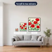 Bouquet de papaveri rossi su fondo crema – misure disponibili