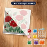 Bouquet de papaveri rossi su fondo crema – kit pronto per iniziare