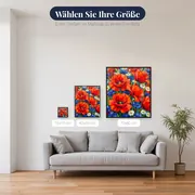 Rote Mohnblumen mit Kornblumen und Kamille auf der Sommerwiese – verfügbare Größen