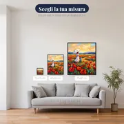 Donna con parasole e bambino in un campo fiorito – misure disponibili