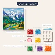 Snowy Summit Over Green Alpine Valley – kit contents