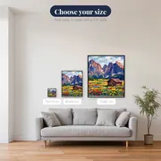 Jagged Dolomite Peaks Above A Wildflower Meadow Hut – available sizes