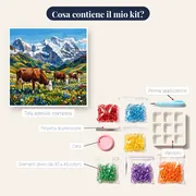 Mucche Alpine con Campanacci al Pascolo – contenuto del kit