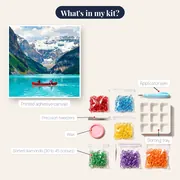 Red Canoe on a Turquoise Glacier Lake – kit contents