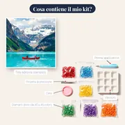 Canoa Rossa sul Lago Glaciale Turchese – contenuto del kit