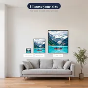 Red Canoe on a Turquoise Glacier Lake – available sizes