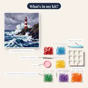 Stormy Lighthouse On Rocky Cliff – kit contents