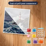 Phare sur falaise rocheuse sous tempête – kit prêt à commencer