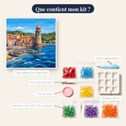 Village coloré de Collioure et ses barques – contenu du kit
