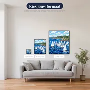 Wedstrijdzeilboten Op Woelige Zee Met Gekleurde Kust – beschikbare formaten