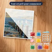 Mouettes sur pilotis au matin – kit prêt à commencer