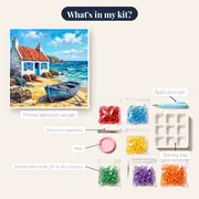 White Fisherman Cottage With Blue Shutters – kit contents