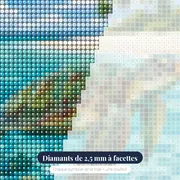 Tortue marine dans un lagon turquoise – gros plan des diamants