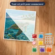 Tortue marine dans un lagon turquoise – kit prêt à commencer