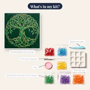 Celtic Interlaced Tree of Life in Emerald and Gold – kit contents