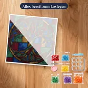 Buntglas-Lebensbaum mit verschlungenen Ästen und Wurzeln – Set bereit zum Loslegen